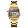 SKMEI 1474 Fashion goldfarbene Uhr Damen Digital 3 atm wasserdichte Sportarmbanduhr Damenuhren Reloj